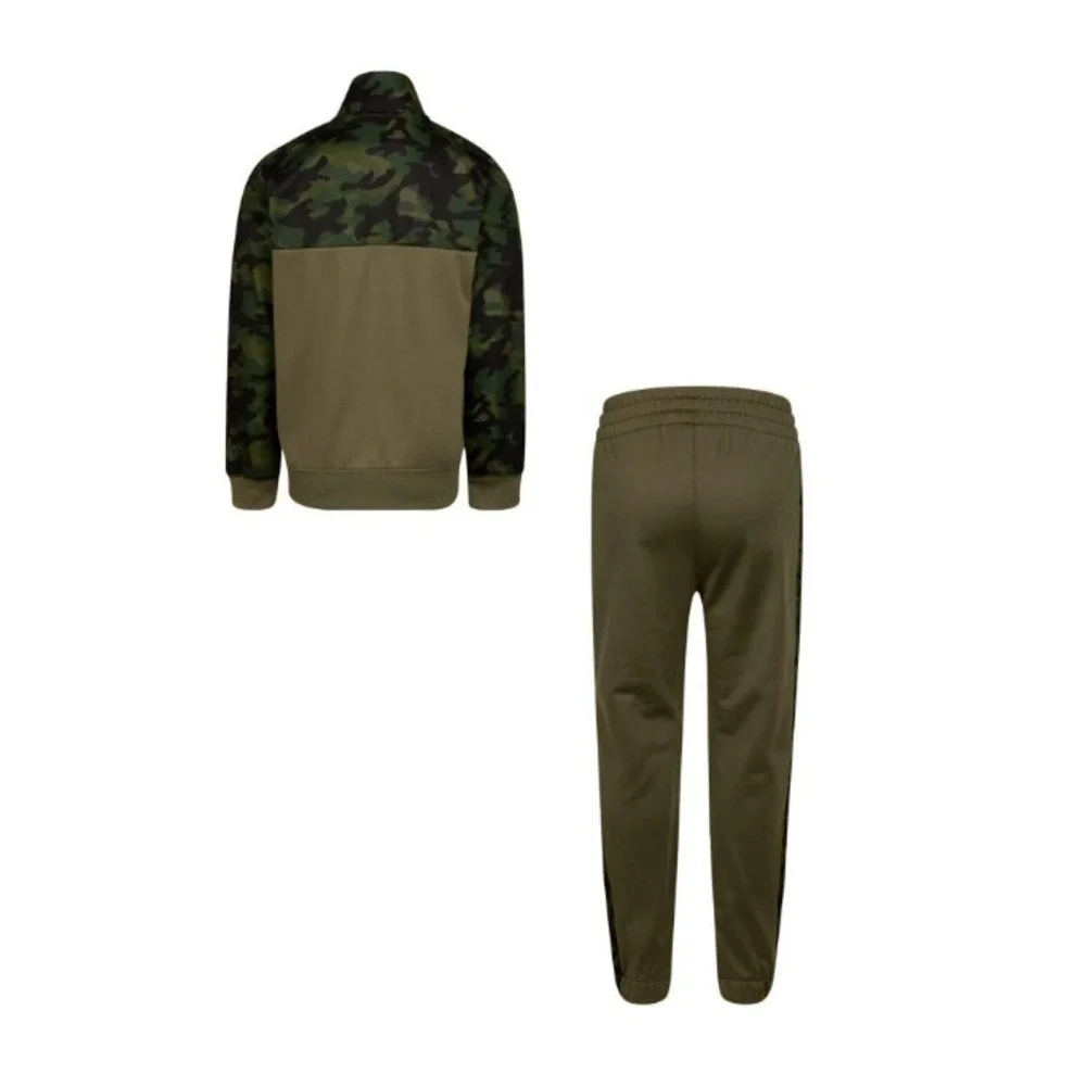 Nike Therma Dri-Fit Kids Size 7 Jacket & Pants Set Green Camo Orange 86H109-E6F - Picture 2 of 6